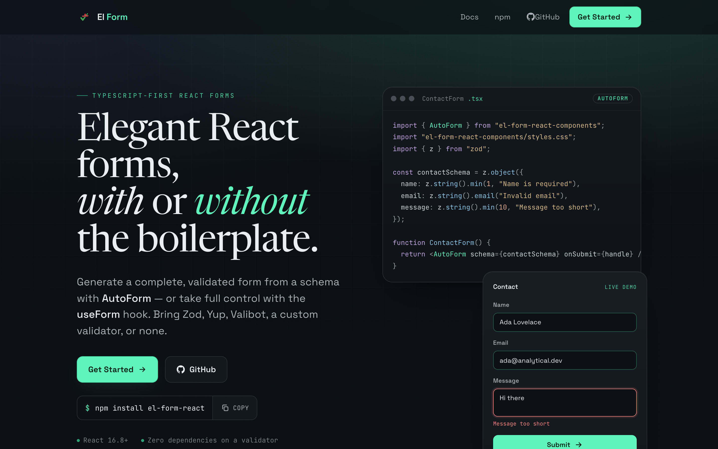 El Form screenshot