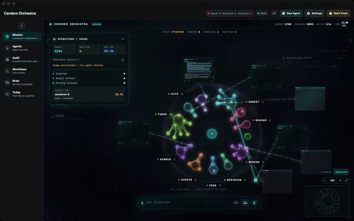 Cerebro’s Mission workspace in the existing product capture accompanying the public-beta changelog.
